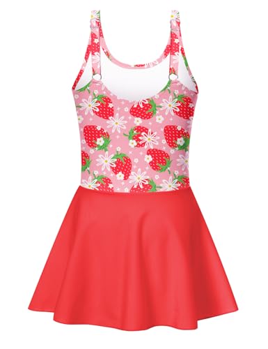 Image of Yousie Girls Swimsuit One Piece Tropical Kids Bathing Suit Swimwear Adjustable Swim Dress 5-9 Years