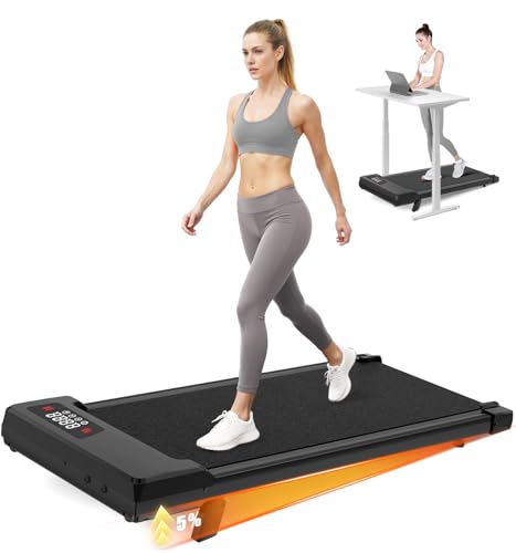 HomeFitnessCode Walking Pad Treadmill, Treadmills for Home, 2.5HP Portable Electric Under Desk Treadmill with LED Display & Remote, Adjustable Speed, No Assembly (Black Classic)