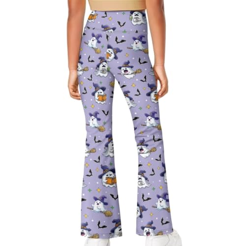Image of Girls Leggings Floral Print High-Waisted Flared Pants 5-14 Years