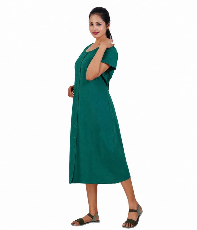 Image of MENMAII Women's [L-4XL] Full Open /Front Buttoned [a Kind of Adaptive Clothing] Multipurpose Nighty for Maternity /Pregnancy /Elderly /Patient /Feeding /Hospital Purpose Nighty Calf Length