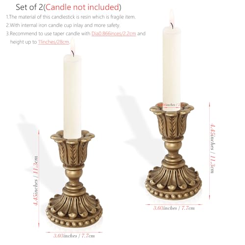 2Pcs Vintage Gold Candle Holders,European Style Candlesticks Holder by VMKtrenzia - Used condition - Image 3