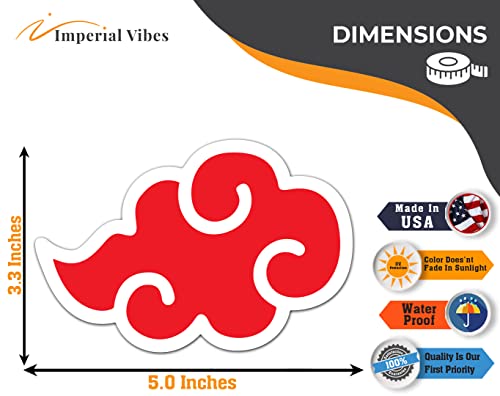 Imperial Vibes |Akatsuki Cloud From Anime & Manga Vinyl Decal Bumper Sticker For Laptop, Car, Truck, Windows | 5 X 3.3 Inches - Imp 032 #TOP6
