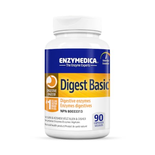 Enzymedica, Digest Basic, Fórmula Enzimática, Reduce los Gases, Mejora la Absorción de Nutrientes, con ATP y Magnesio, Sin Gluten, Sin lácteos, 90 Cápsulas