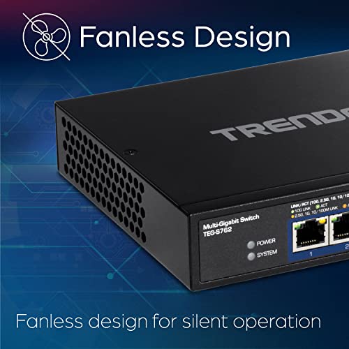 Trendnet 6-Port 10G Switch, 4 X 2.5G Rj-45 Base-T Ports, 2 X 10G Rj-45 Ports, 60Gbps Switching Capacity, Wall Mountable, 10 Gigabit Network Connections, Lifetime Protection, Black, Teg-S762 #TOP4