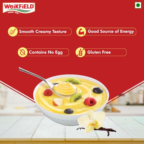Image of Weikfield Custard Powder 500g Pack | Vanilla Flavor | Makes Smooth & Creamy Custard | Contains Quality Ingredients | Best For Fruit Salads & Puddings | 100% Vegetarian (Pack of 3)