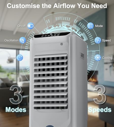 Image of Landeagle 32 inch Swamp Cooler,1800CFM Windowless Portable Air Conditioners with 120Oscillation,Evaporative Coolers with 4.2Gal Tank,12H Timer,Cooling Fans that Blow Cold Air for Room Indoor,White