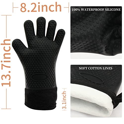 Waterproof Bbq Grill Oven Gloves Heat Resistant,Extra Long,Soft Quilted Lining, Silicone Gloves For Grilling Smoking Barbecue-Great For Handling Hot Food On Your Grill Fryer And Pit,Easy Clean,1 Pair #TOP5