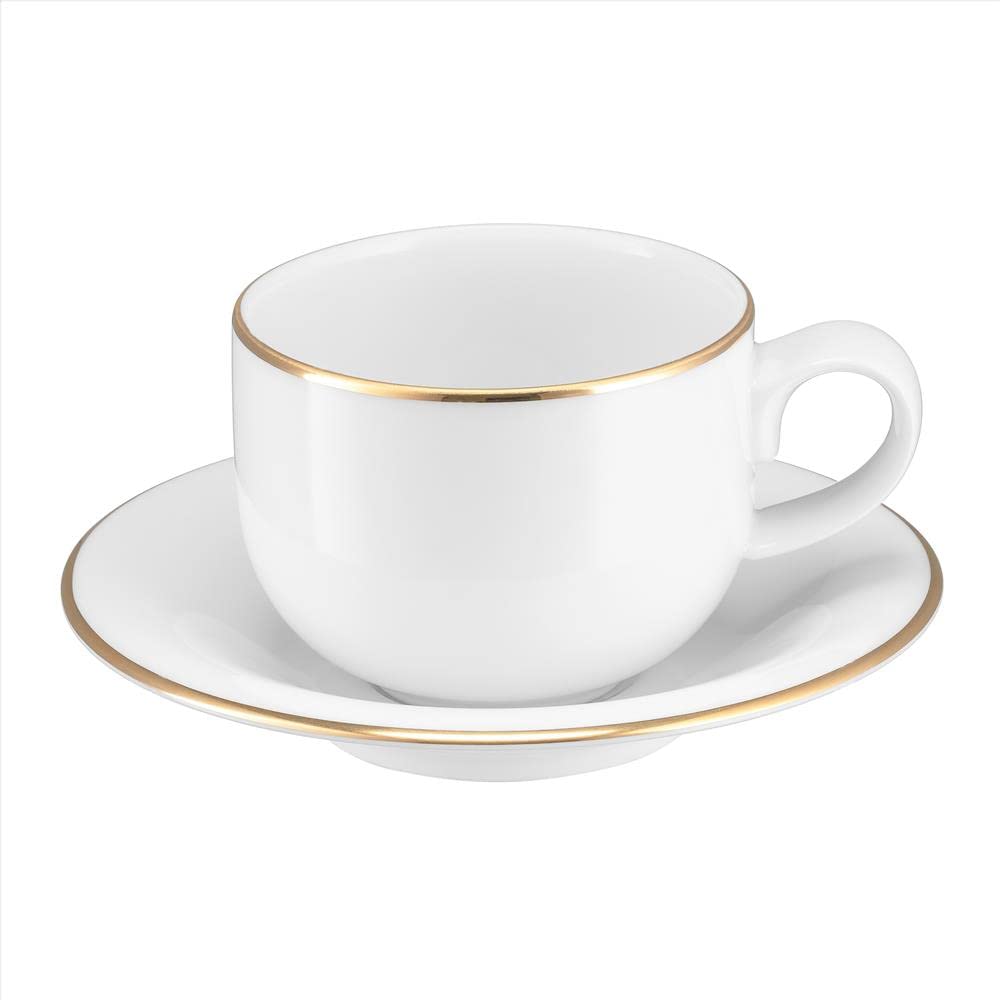 VILLA ITALIA Serwis kawowy na 12 osób porcelanowy Zestaw filiżanek Filiżanki, Talerzyki deserowe, Dzbanek, Cukiernica do kawy lub herbaty PLUS GOLD NZ159