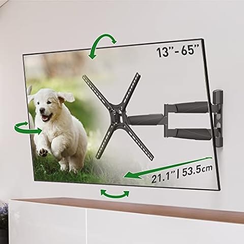 Barkan Uchwyt ścienny do telewizora, 33.0-165.1 cm Full Motion Articulating - 4-ruchowy długi płaski/zakrzywiony wspornik ekranu premium, do 36 kg, niezwykle wysuwany, dożywotnia ograniczona