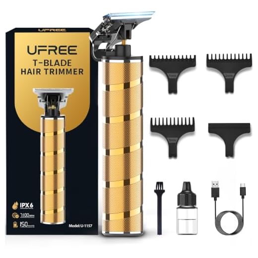 Ufree Hair Trimmer for Men, Beard Trimmer for Men Electric Razor Shavers Cordless Hair Clippers for Men, Zero Gapped T Blade Liners Grooming Hair Cutting Kit, Gifts for Him, Gold