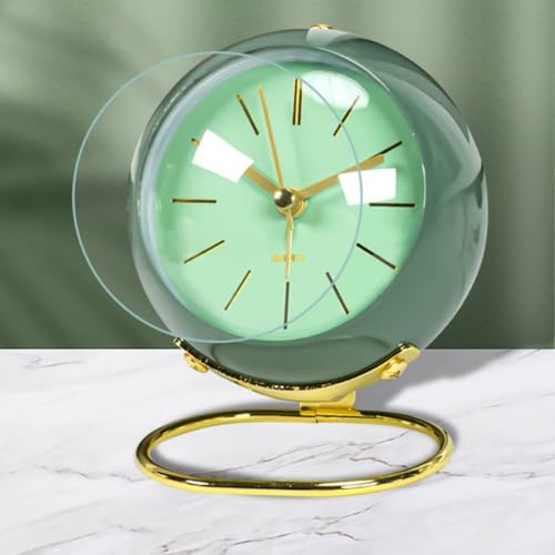 Colexy Tischuhr Analog Vintage, Quarzwecker Ohne Ticken, Wecker Analog Ohne Batterie, Grün Wecker Quarz Lautlos mit Nachtlicht für Schlafzimmer, Nachttisch, Schreibtisch, Regal, Büro
