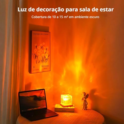 Projetor de Luz Luminaria Projetor Portátil com Efeito de Água Aurora 16 Cores 4 Modos Luz Noturna B