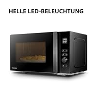 Toshiba MV-AM20T(BK) Mikrowelle/Solo-Mikrowelle/ 20 L/ 800 W/ 5 Leistungsstufen/ 12 Automatikprogramme/Emaille Innenraum/einfach zu reinigen/Auftaufunktion/Glasdrehteller (24,5 cm) /Schwarz – Ansicht 6