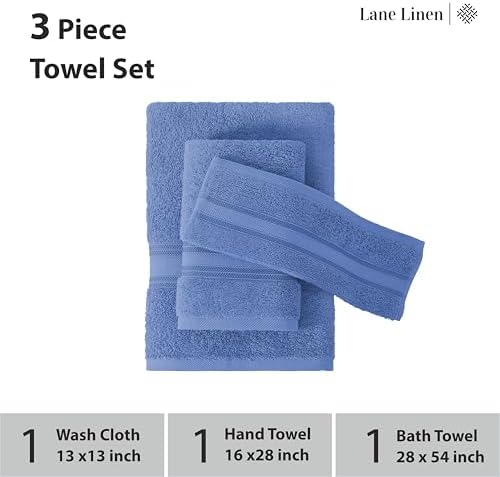 Luxury Bath Towels Set - 3 Piece Set, 100% Cotton Bathroom Towels, Zero Twist, Quick Dry Shower Towels, Absorbent Bath Towel, Super Soft, 1 Bath Towel, 1 Hand Towel, 1 Wash Cloths - Allure - 2