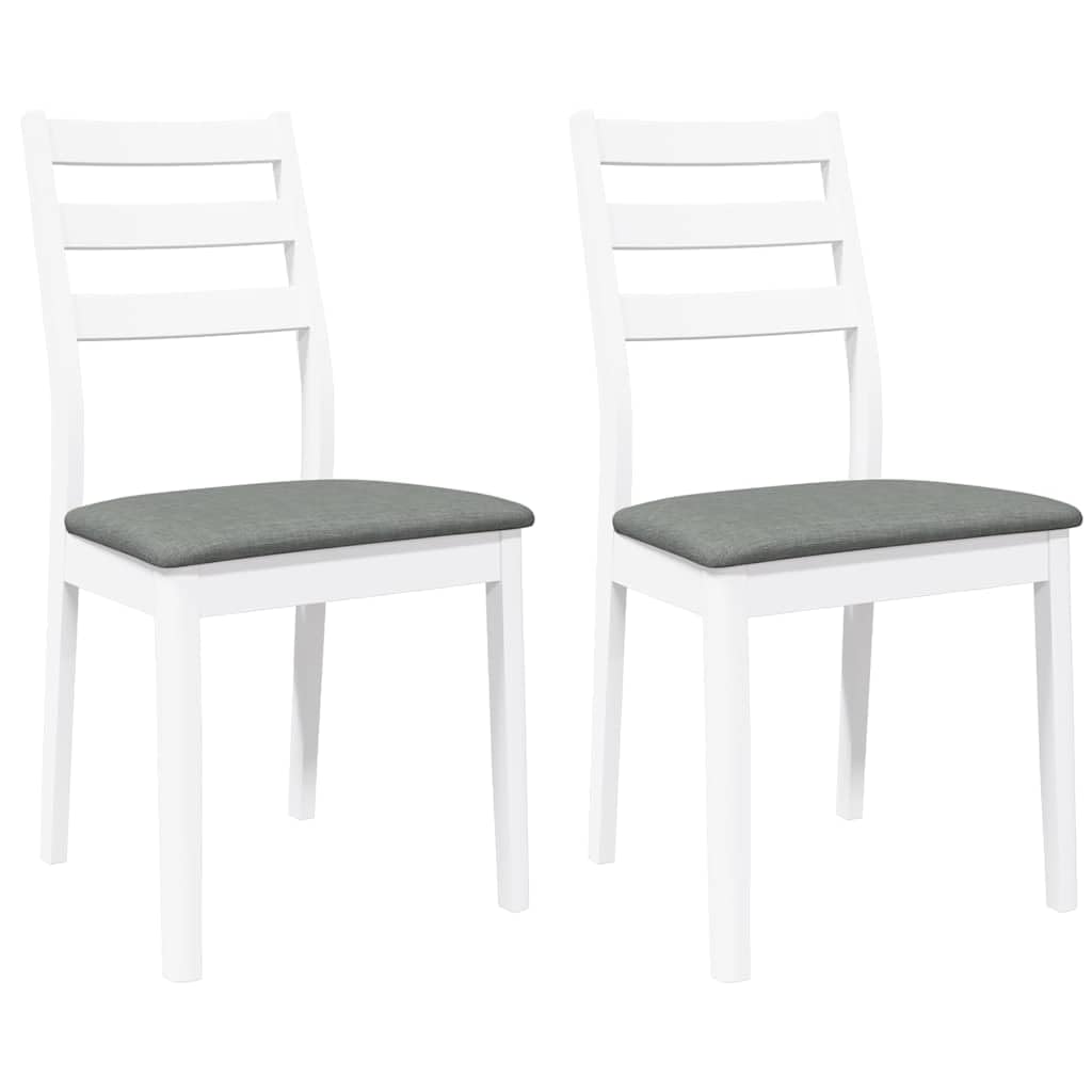Ergonomiczne lite drewno kauczukowe z poduszkami biały 2 szt.