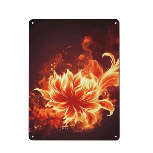 Fleurs de feu flamboyantes peinture métal pour une déco murale vibrante