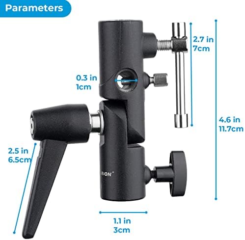 TARION Camera Flash Bracket H-type Mount Swivel Tilt Light Stand Metal Umbrella Softbox Holder Adapter 180° Adjustable for 1/4" 3/8" Lamp Mount Tripod
