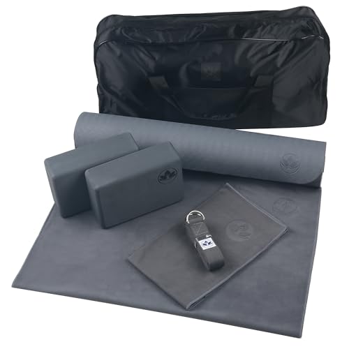 Clever Yoga - 7 Piece Yoga Kit for Women & Men, 6mm Cushioned Mat, 2 Blocks, Strap, Mat and Hand...