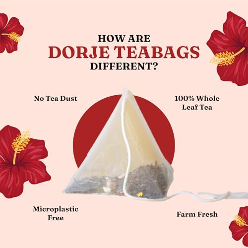 Image of Dorje Teas Hibiscus Mint Darjeeling Tea | 30 Pyramid Teabags (Pack of 1) | Selim Hill Estate | Tangy Hibiscus & Cool Mint Flavour | Rich in Antioxidants | Organic Whole Leaf Blend | 30 Cups