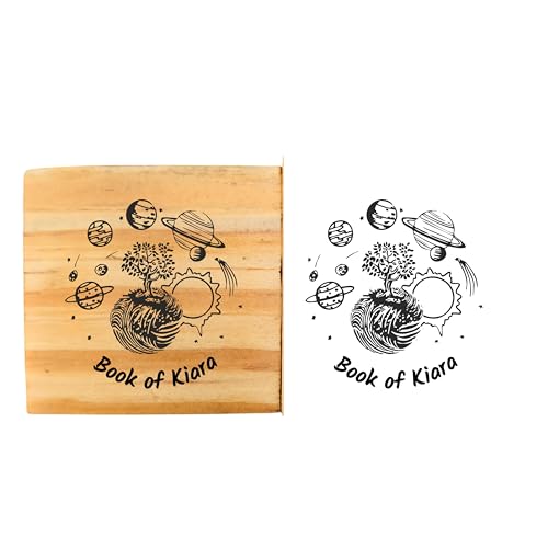 Image of Kunya Personalised Book Stamp with Your Name(3.5 cm Dia), customised for Stamping Books for Readers, Great Gift for booklovers, Kids, Teachers (Space Dreamer)