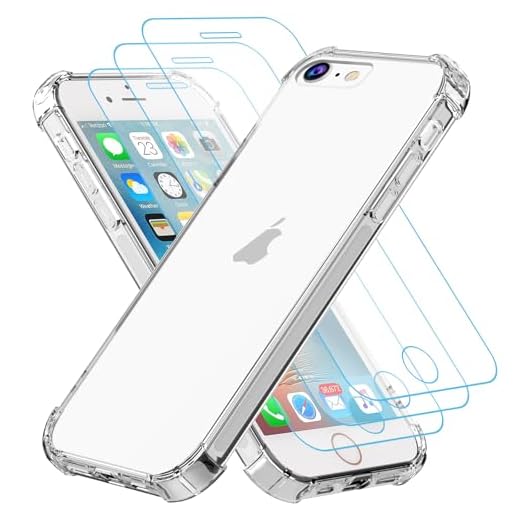 Totill Coque pour iPhone 6/6S avec 3 Pièces Verre Trempé Protection écran, Transparente Silicone TPU Bumper Housse Case Cover, Anti-Jaunissement, Anti-Rayures, Dos Rigide HD Clair Étui