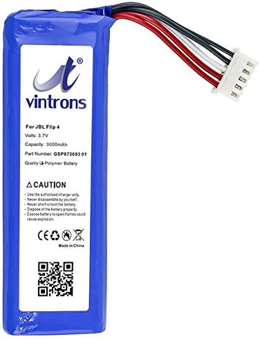 VI VINTRONS JBL Flip 4 Battery Replacement for JBL Flip 4, Flip 4 Special Edition, (3.7V, 3000mAh, GSP872693 01, JBL Flip 4 Battery Replacement)