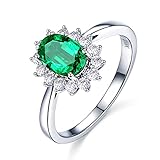 Beydodo Or - 750/1000 Oro blanco 750/1000 ovalada Green Smeraldo