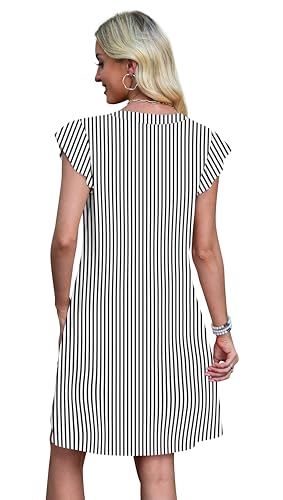 OFEEFAN Striped Dress Spring Summer Dresses for Women Casual Sundress Loose Clothes Elegant Classy Date Outfits Print 9 M - Thumbnail 5