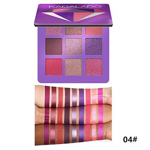 Paleta de sombra de ojos maquillaje mate+brillo 9 colores polvo de eyeshadow resistente waterproof al agua pigmentado… - Imagen 3