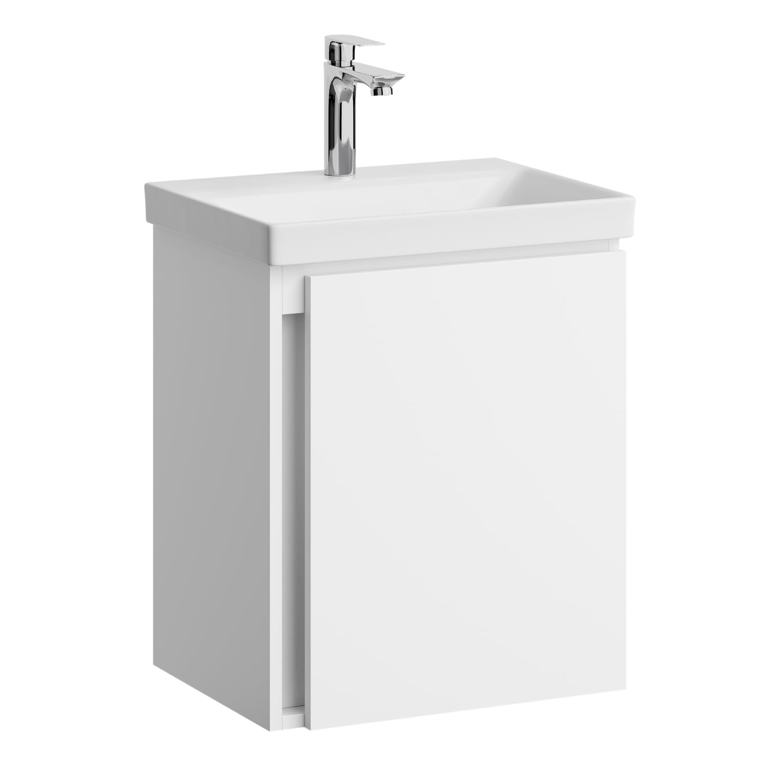 Planetmöbel lavabo avec Meuble Bas 50 cm, Meuble sous-Vasque Suspendu, Fermeture amortie, Ensemble de Meubles de Salle de Bain, Blanc