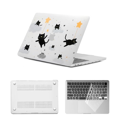 Funda MacBook Pro 16 A2141 ultra fina carcasa rígida gato estrella y teclado