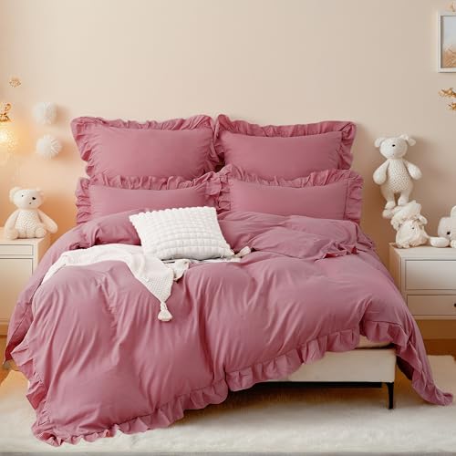 TOCOMOA Rüschen Bettwäsche 135x200 Mädchen, Aesthetic...