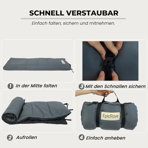 EpicRove Hundedecke für unterwegs wasserdicht – rutschfeste Hundematte 110×68 cm, waschbar Hundebett – Outdoor, Reise & Auto‑Kofferraum Komfortkissen für Hunde & Katzen (Grau)