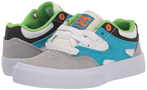 Dc Boy's Kids's Kalis Vulc Skate Shoes, Grey/White/Blue, 2 Little #TOP6
