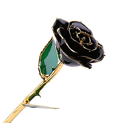Gold Dipped Rose Flowers 24k Gold Rose Girlfriend Gift 24k Rose Gold Rose Love Stem Dipped 24k Rose Foil Trim Geschenken voor Haar - Afbeelding 3