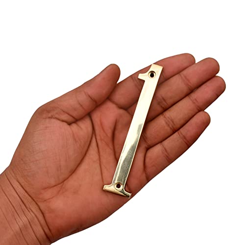 Image of 4 inch Brass House Hotel Door Number Plaque Sticky Numeric Numerical Digit 0-9 [9 (Nine)] (ONE)