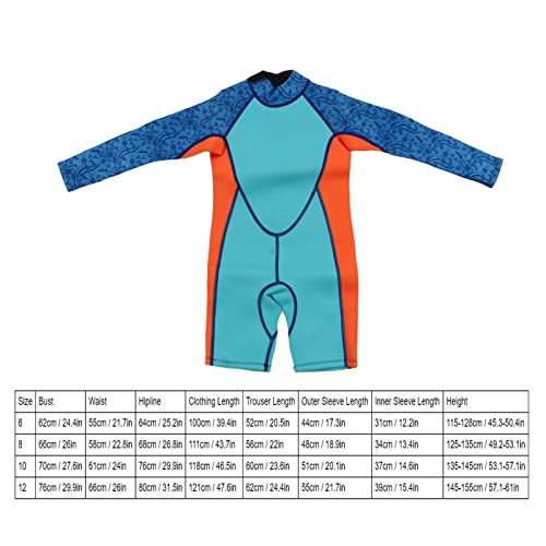 Maiô de uma peça, material de neoprene adequado para a pele, roupa de mergulho infantil resistente a