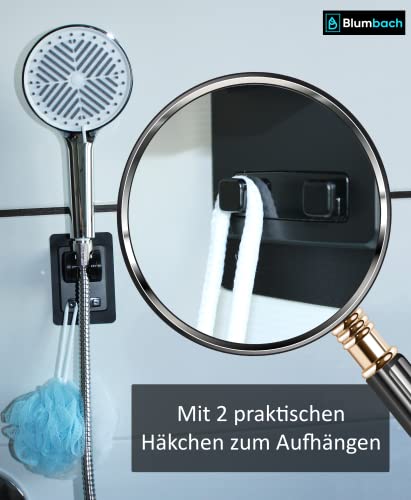 BLUMBACH® Duschkopfhalterung ohne Bohren - DAS ORIGINAL - Duschhalterung kleben statt Bohren - Neigung verstellbar, schwarz, Duschkopf Halterung, Shower head holder mit extra starkem Klebepad