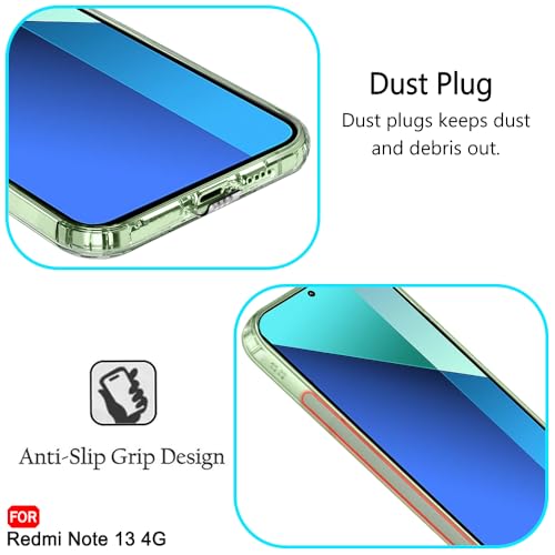 Image of TheGiftKart Best Camera Protection Back Cover Case for Redmi Note 13 4G | Ultra Clear Soft Case | Inbuilt Dust Plugs & Anti-Slip Grip | Slim & Protective Case for Redmi Note 13 (Silicone, Transparent)