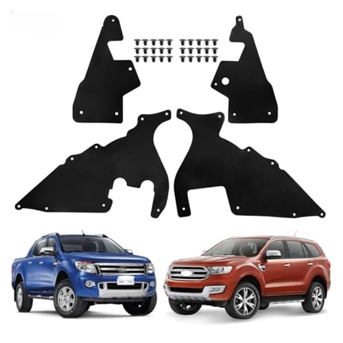 4PCS Splash Shields ，Compatible With Ford Ranger P375 PX T6 2011-2023，Compatible With Everest U375 UA 15-22 Fender Liner Apron Guards Seal Protector