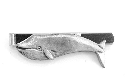 Pinza de corbata ballena azul de metal con caja de regalo para traje de hombre