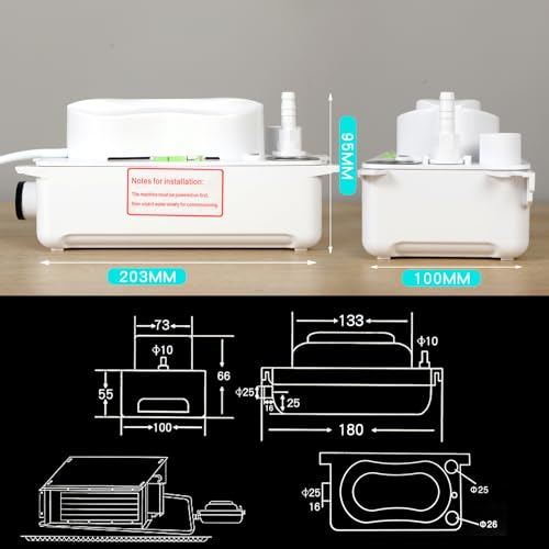 Bpssdi QS-100L Condensate Pump, Removal Drain Pump With 100 L/H Flow, 6.6Ft/2M Lift, 0.63 Qt/0.6 L Water Tank, Automatic Switch, For Air Conditioner, Dehumidifier, Hvac thumb #5