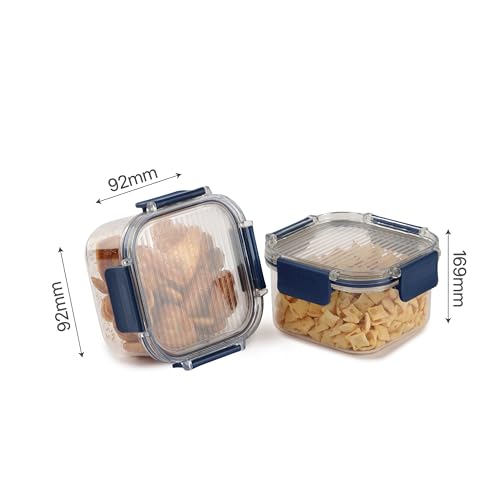Image of CELLO Stacklock Square Pet Storage Jar for Kitchen Set of 2 Pieces, 450 ml Blue | Freezer & Fridge Safe, Airtight Stackable Pet Kitchen Storage Box Jar Container Set for Beans, Whole Grains, Spices