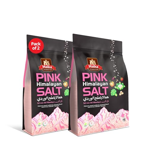 Malka Himalayan Pink Salt Fine Packet - Himalayan Pink Salt Organic - 100% Natural - Rich With Essential Minerals - Premium Quality - Pack of 2 (900g)