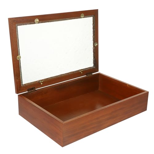 WOFASHPURET Holzbox Schmuckkästchen Mit Deckel Vintage Design Kleine Aufbewahrungsbox Für Schmuck Aus Holz Mit Glasdetails Tragbar Und Robust Organizer Für Schmuckstücke