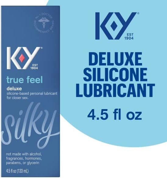 K-Y True Feel Lube, Personal Lubricant, Silicone-Based Formula, Safe to Use with Condoms, for Men, Women and Couples, 4.5 Fl Oz (Pack of 3)