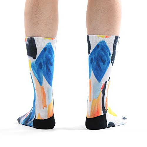 Novelty Funny Cartoon Socks For Men, Meikan Crazy Digital Printing Colorful Graphic Pattern Socks 4 Pairs, Color 7,One Size #TOP7