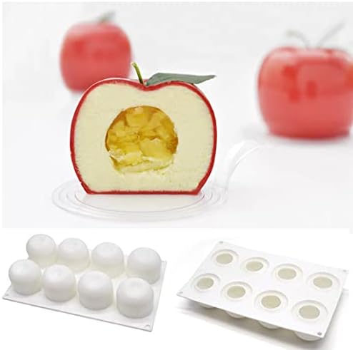 8-Cavity Apple Shape Silicone Cake Molud, 3D Silicone Baking Mould for Cupcake Pastry Dessert Mousse
