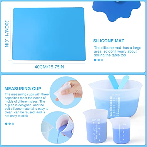 Silicone Resin Measuring Cups Tool Kit-Easy Clean Reusable 600Ml, 250Ml&100Ml Silicone Cups,Transfer Pipettes,Silicone Mat,Stir Stick&Spoon,Finger Cots For Jewelry & Molds Making，Epoxy Resin Mixing #TOP3