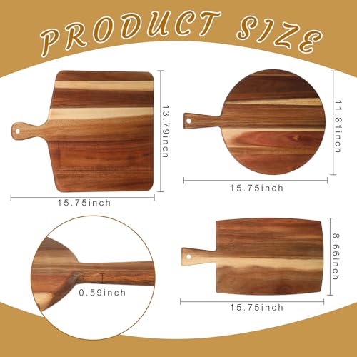 Set de 3 Tablas de Cortar de Madera Acacia con Mango miniatura 5